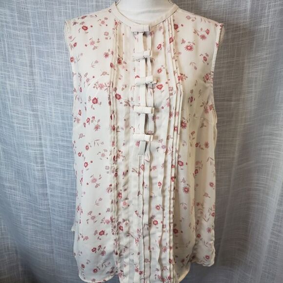 Pretty Lauren Conrad Bow Front Sleeveless Top womens size XL Casual Blouse - Picture 2 of 7